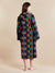 Women's Hooded Dressing Gown model photo back - Patchwork | Bown of London